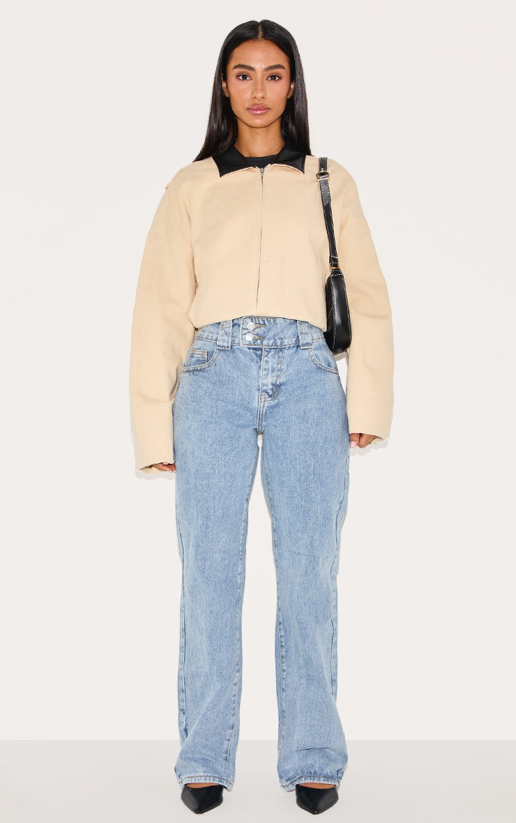 Petite Light Blue Wash Denim Straight Leg Jeans