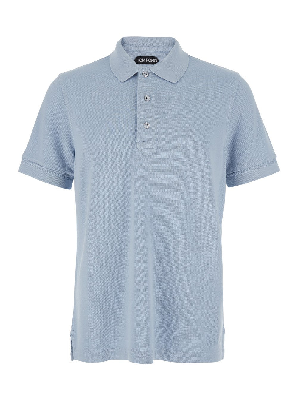 Tom ford Light-Blue Short-Sleeves Polo in Cotton Piquet Jersey Man