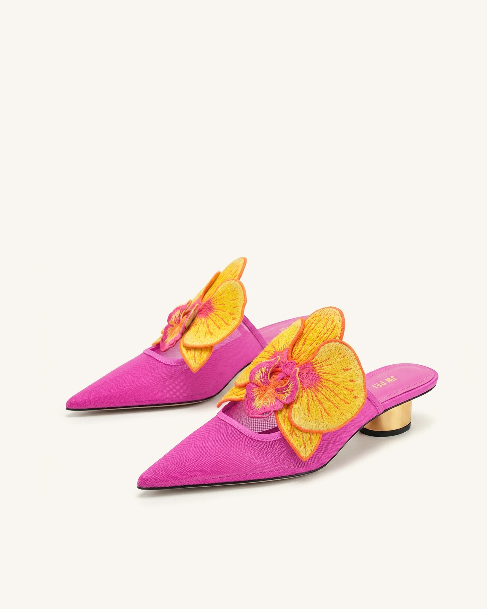 Helena Embroidery Decoration Pierced Mules - Pink
