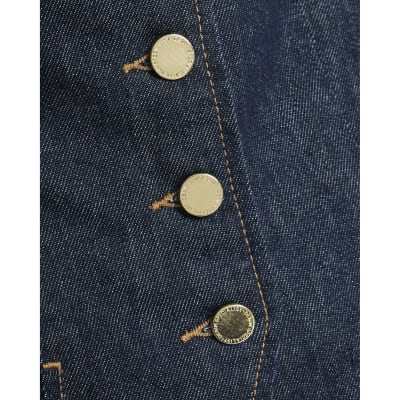 Denim Fitted Tab detail Waistcoat
