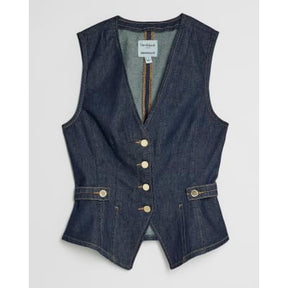 Denim Fitted Tab detail Waistcoat