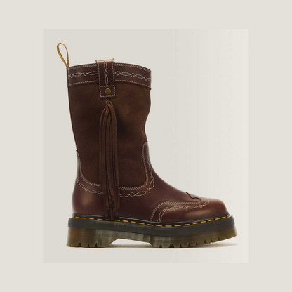 Desert Rodeo Quad Mid Leather & Suede Boots — DARK BROWN