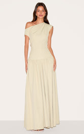Clay Tailored Asymmetric Gathered Maxi Dress
