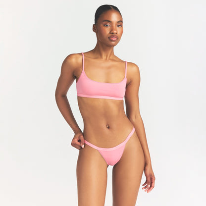 Lightweight Cotton Logo Picot Thong