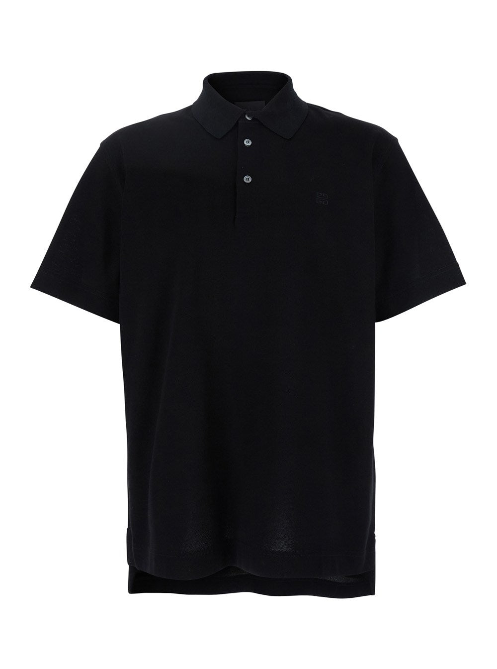 Givenchy Black Polo Shirt with Logo Embroidery on the Front in Cotton Man