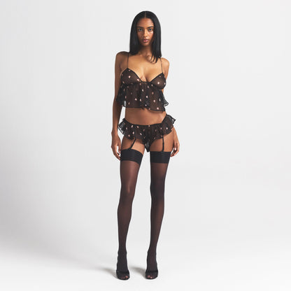 Skims Romance Babydoll Top and Garter Hipster Set