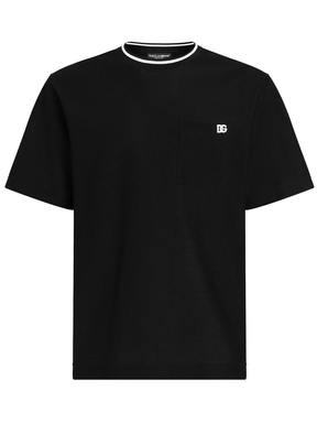 Dolce & Gabbana Piqué Patch Pocket T-Shirt in Black