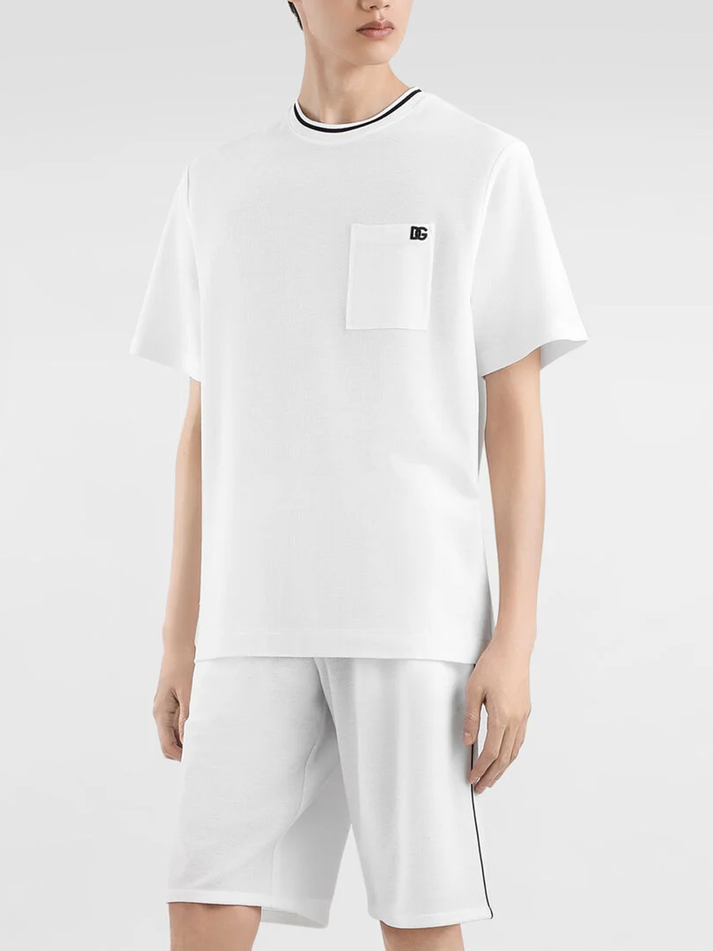 Dolce & Gabbana Piqué Patch Pocket T-Shirt in White