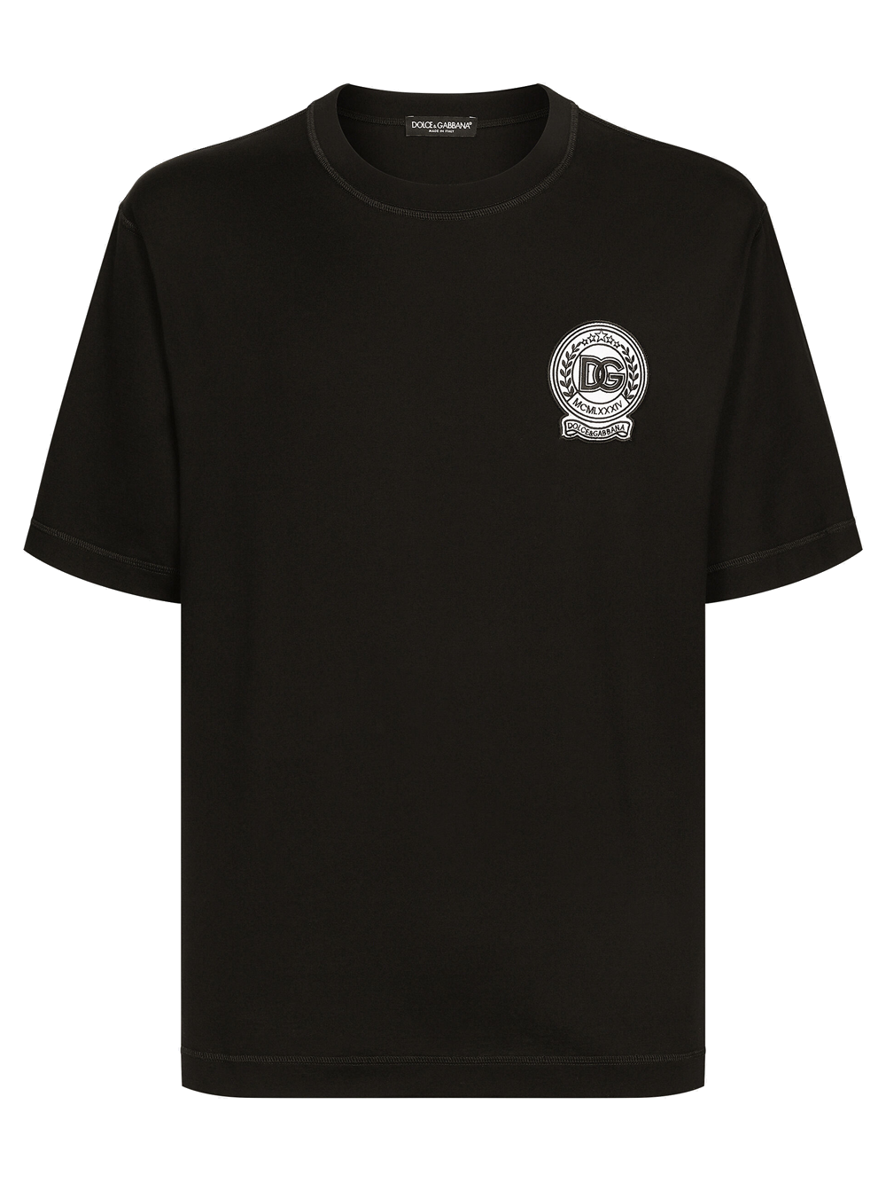 Dolce & Gabbana Roman Numerals Crest Embroidered Logo T-Shirt in Black