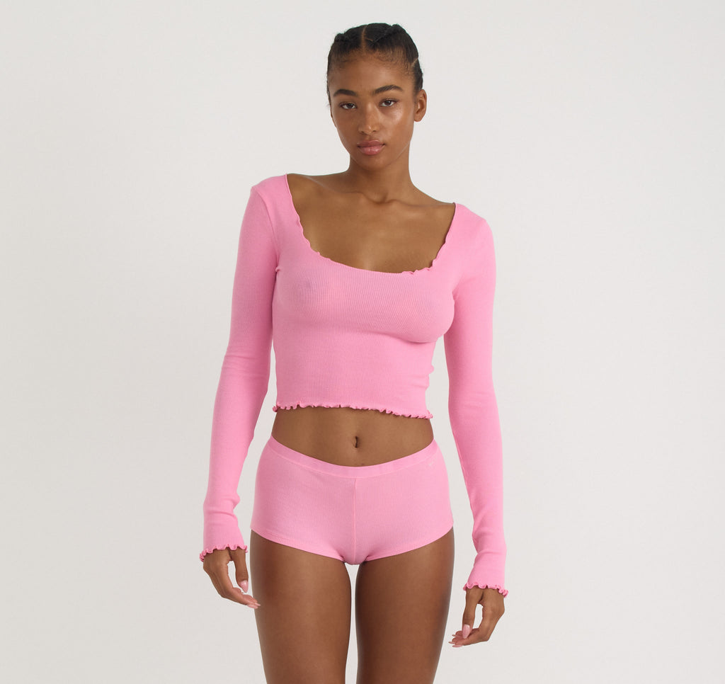 Core Rib V-Neck Long Sleeve Tee