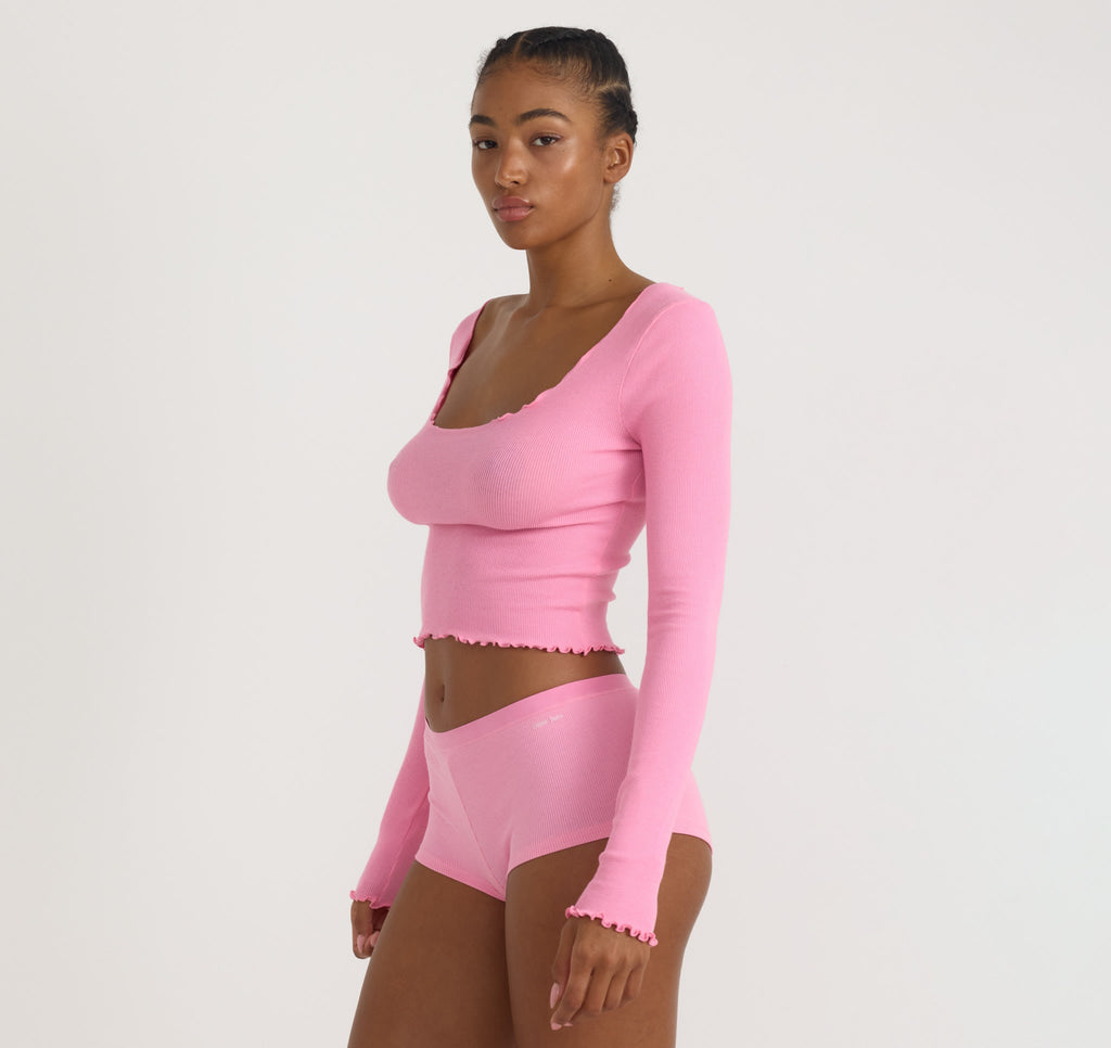 Core Rib V-Neck Long Sleeve Tee