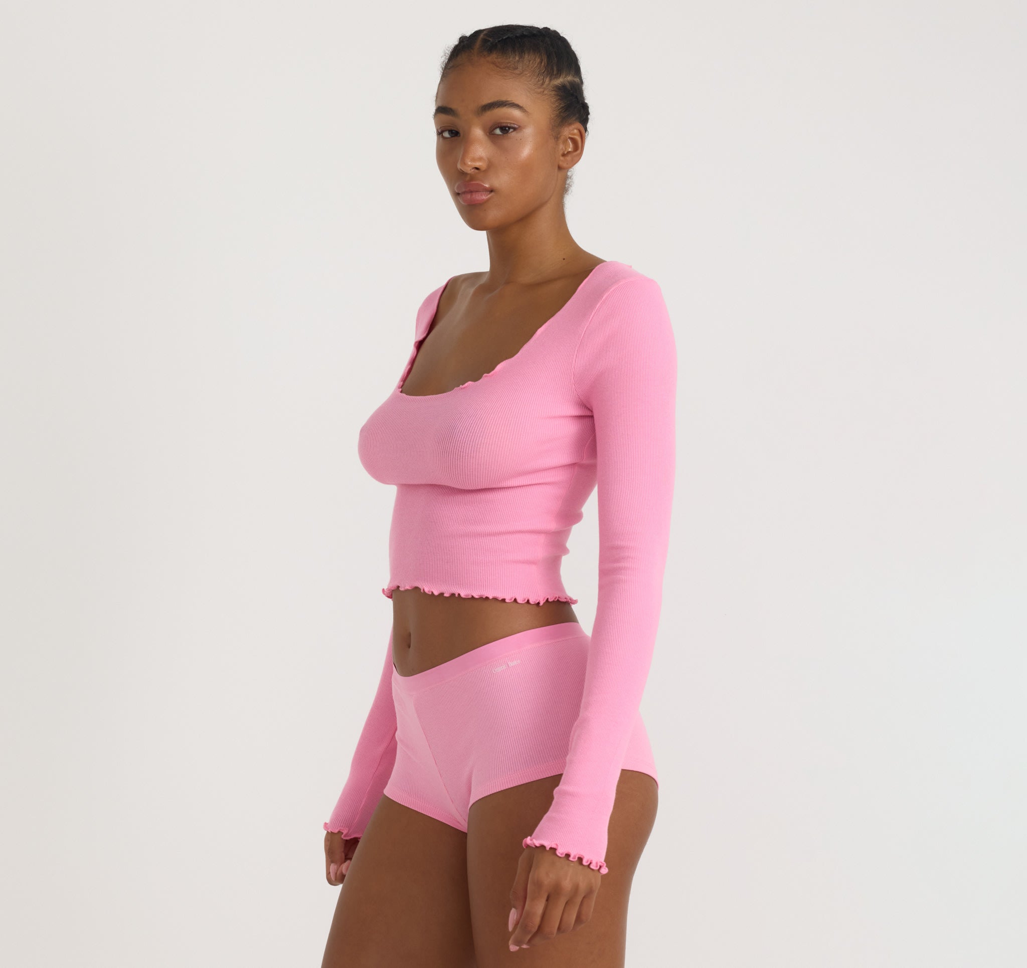 Core Rib V-Neck Long Sleeve Tee