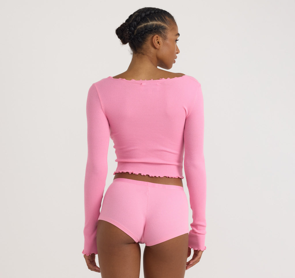 Core Rib V-Neck Long Sleeve Tee