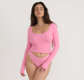 Core Rib V-Neck Long Sleeve Tee