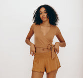 Core Rib Wrap Crop Top