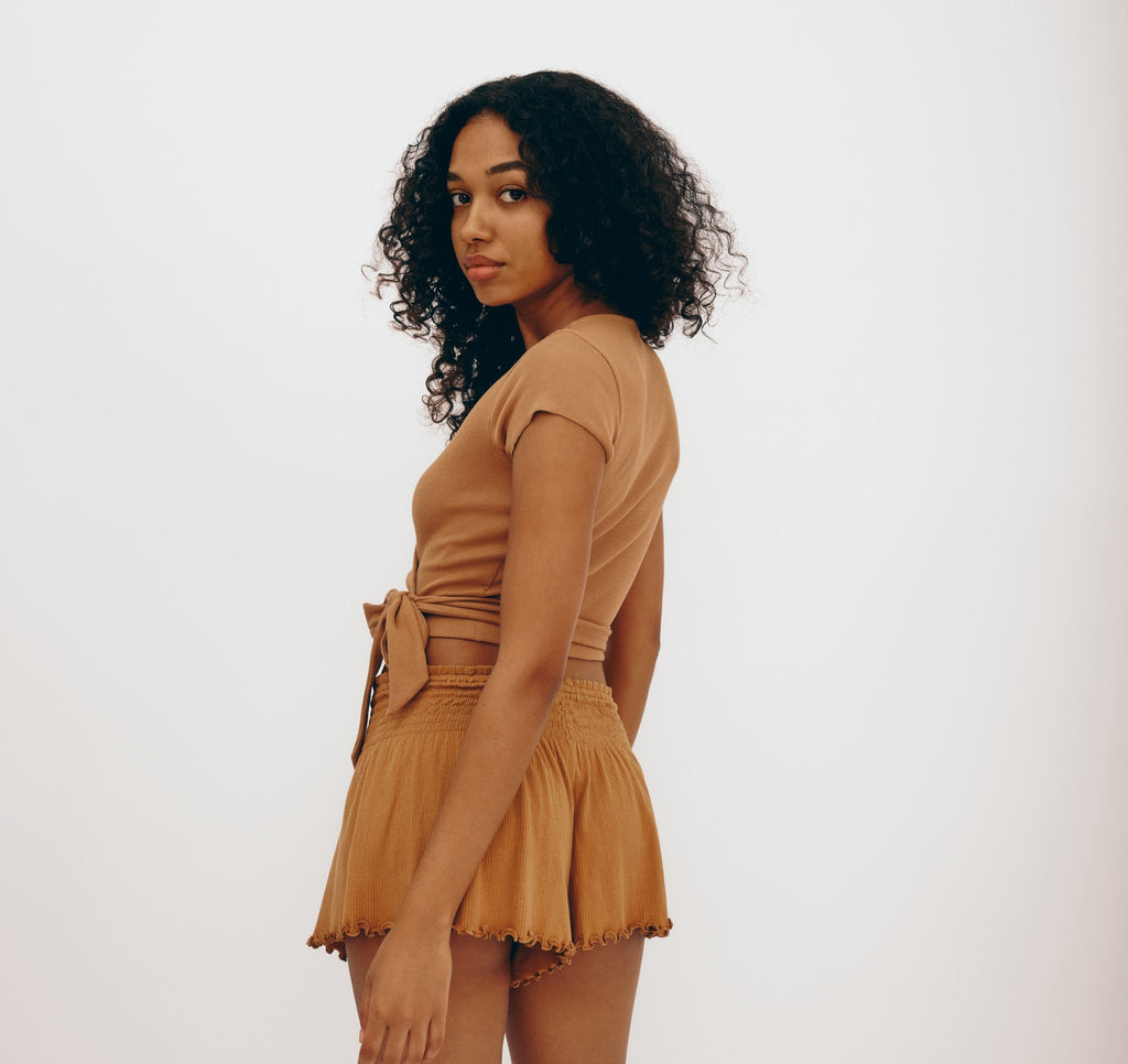 Core Rib Wrap Crop Top