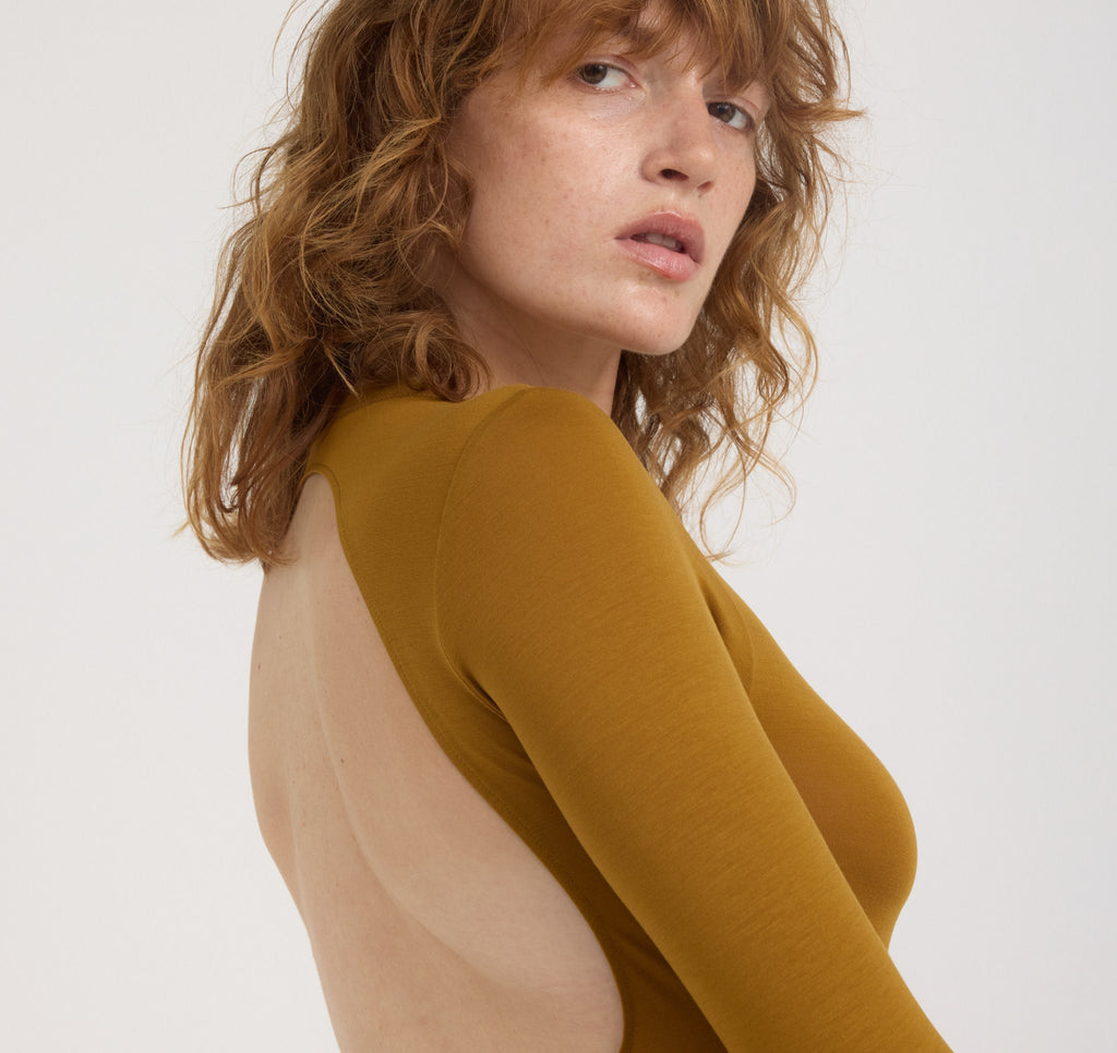 Soft Touch Veil Open Back Bodysuit