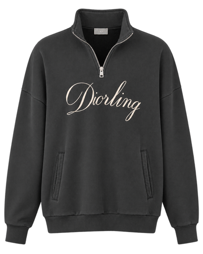 Dior Diorling Sweatshirt With Zip On The Collar In Gray