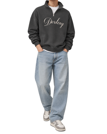 Dior Diorling Sweatshirt With Zip On The Collar In Gray