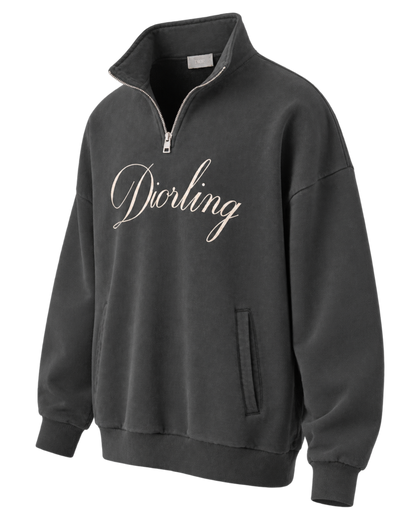 Dior Diorling Sweatshirt With Zip On The Collar In Gray