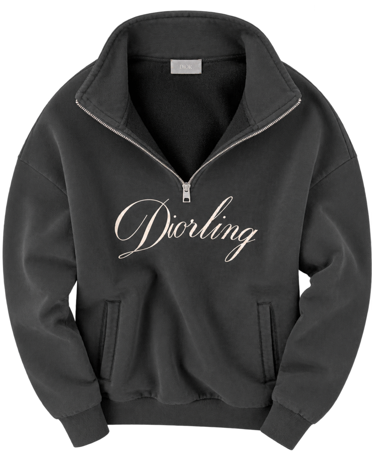 Dior Diorling Sweatshirt With Zip On The Collar In Gray