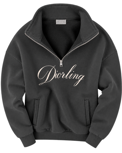 Dior Diorling Sweatshirt With Zip On The Collar In Gray