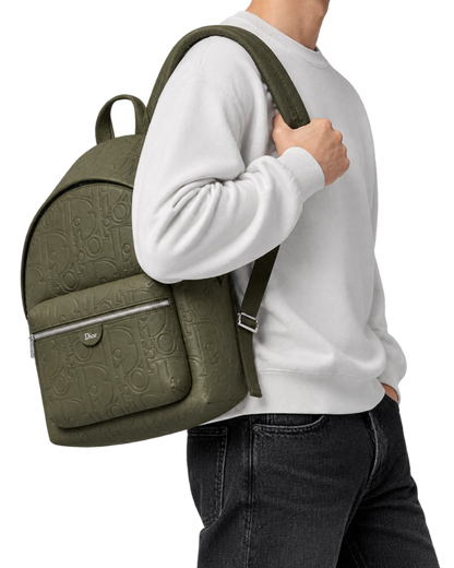 Dior Rider Zipped Backpack Khaki Dior Gravity Grained Leather