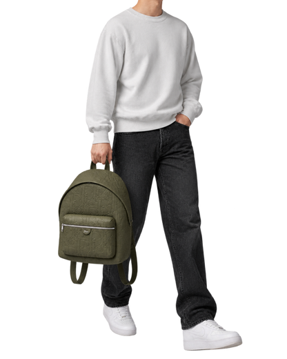 Dior Rider Zipped Backpack Khaki Dior Gravity Grained Leather