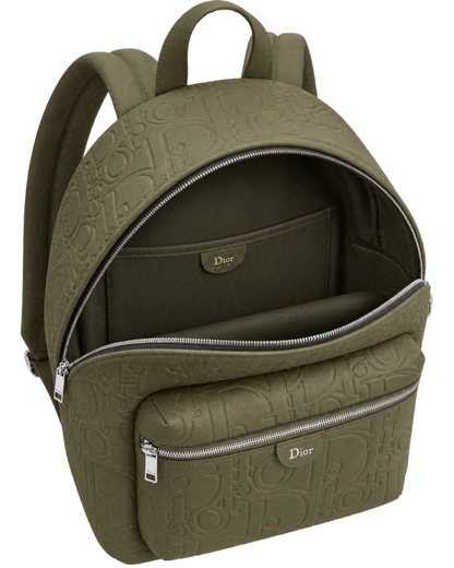 Dior Rider Zipped Backpack Khaki Dior Gravity Grained Leather