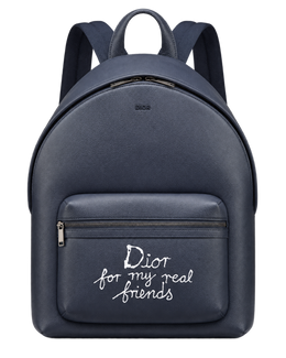 Dior x Hylton Nell Rider 2.0 Zip Backpack Grained Calfskin Print Navy Blue White