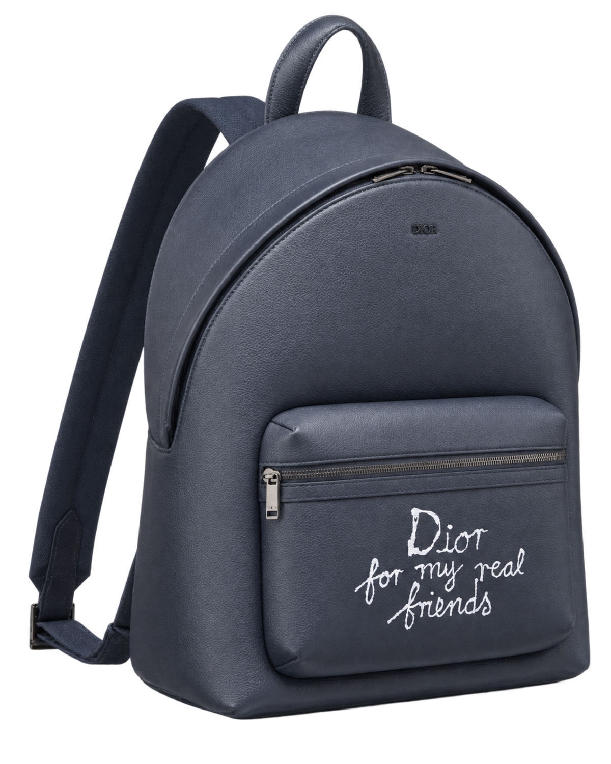 Dior x Hylton Nell Rider 2.0 Zip Backpack Grained Calfskin Print Navy Blue White