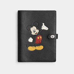 Disney X Coach Notebook In Regenerative Leather With Mickey Mouse
