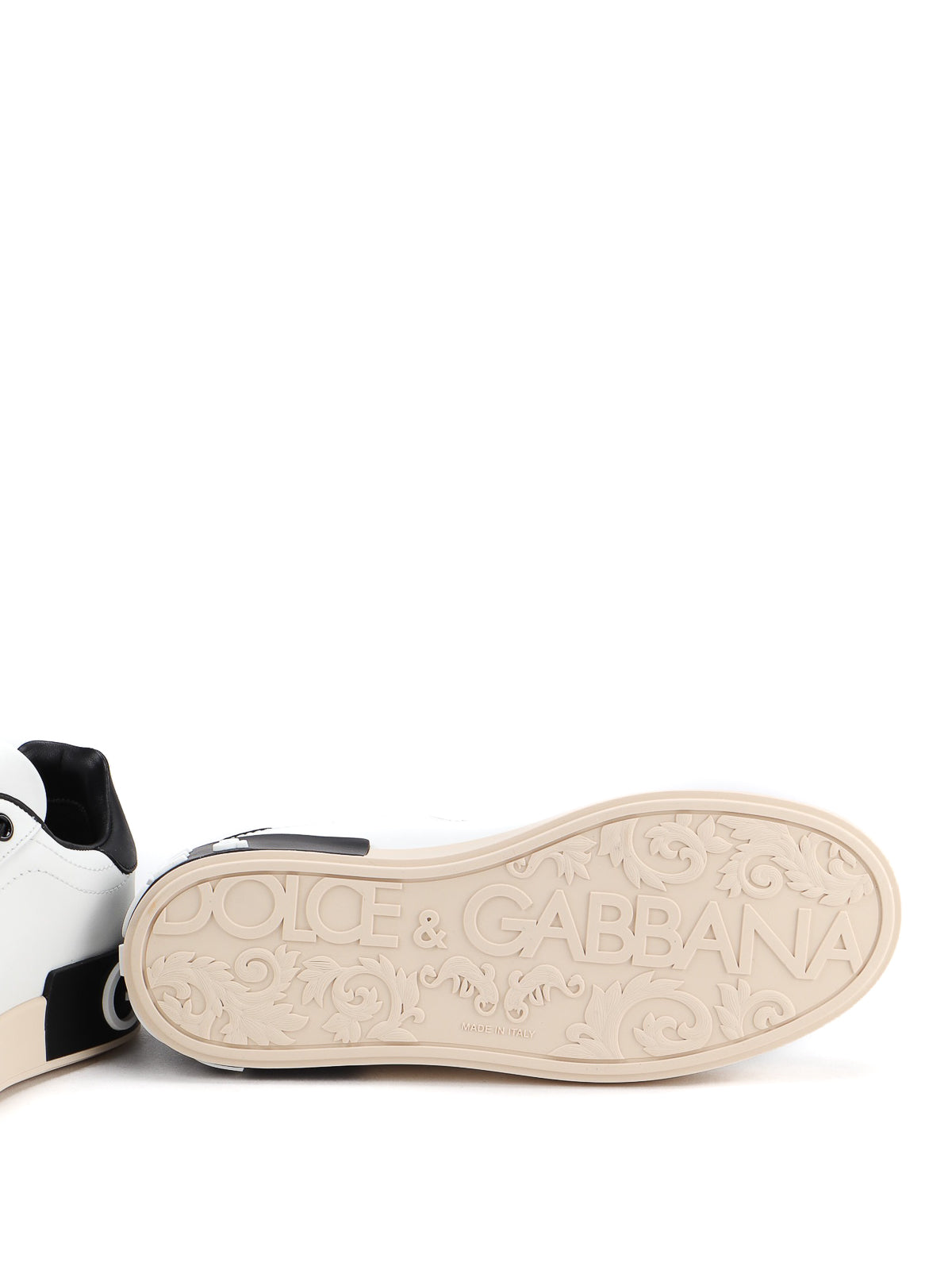 Luxury White Leather DG Logo Low-Top Sneakers