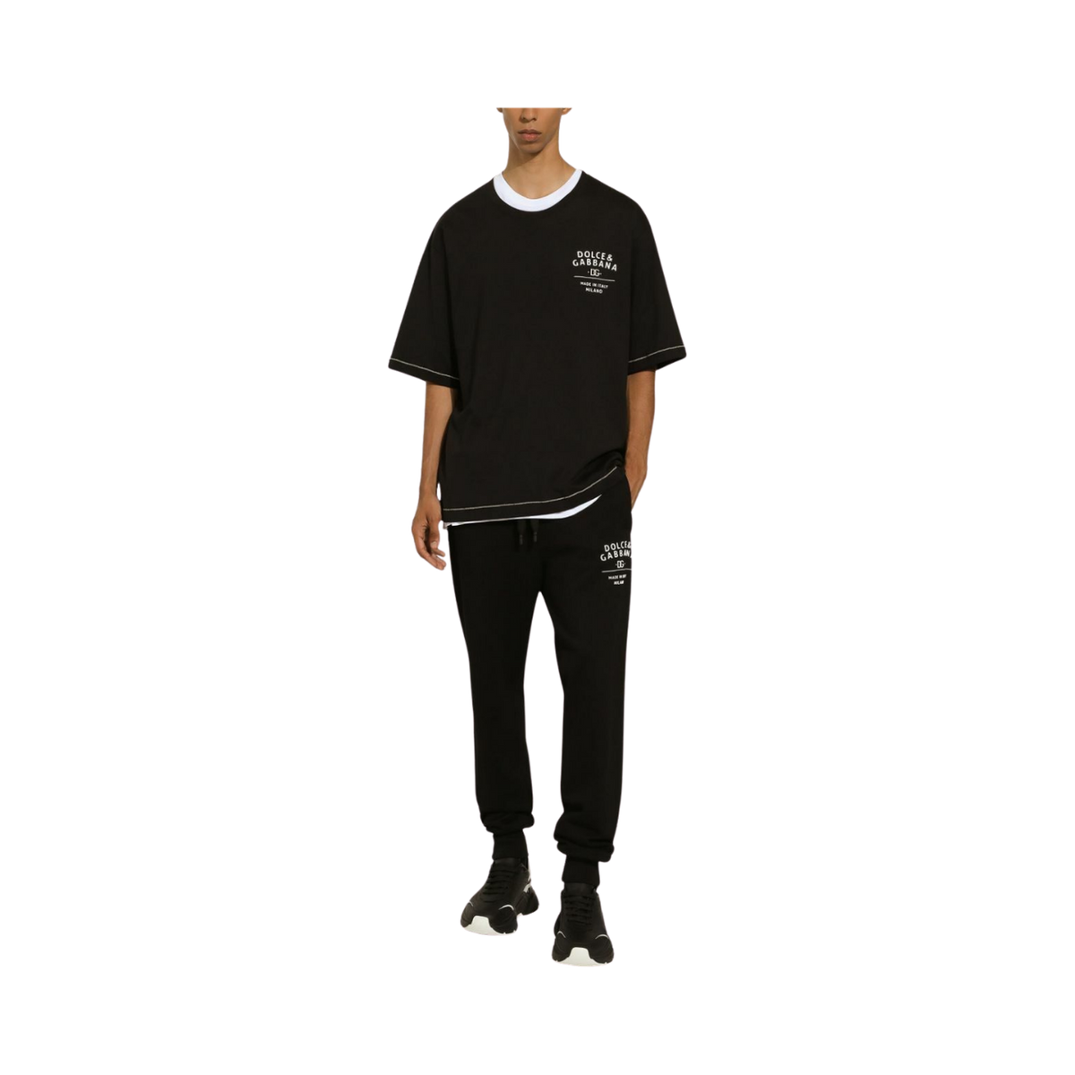 Dolce & Gabbana Black Logo-Print Cotton T-Shirt