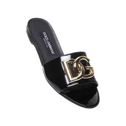 Dolce & Gabbana DG-logo leather slides  – Black