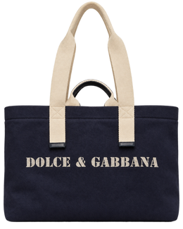 Dolce&Gabbana Navy Printed Drill Holdall Tote
