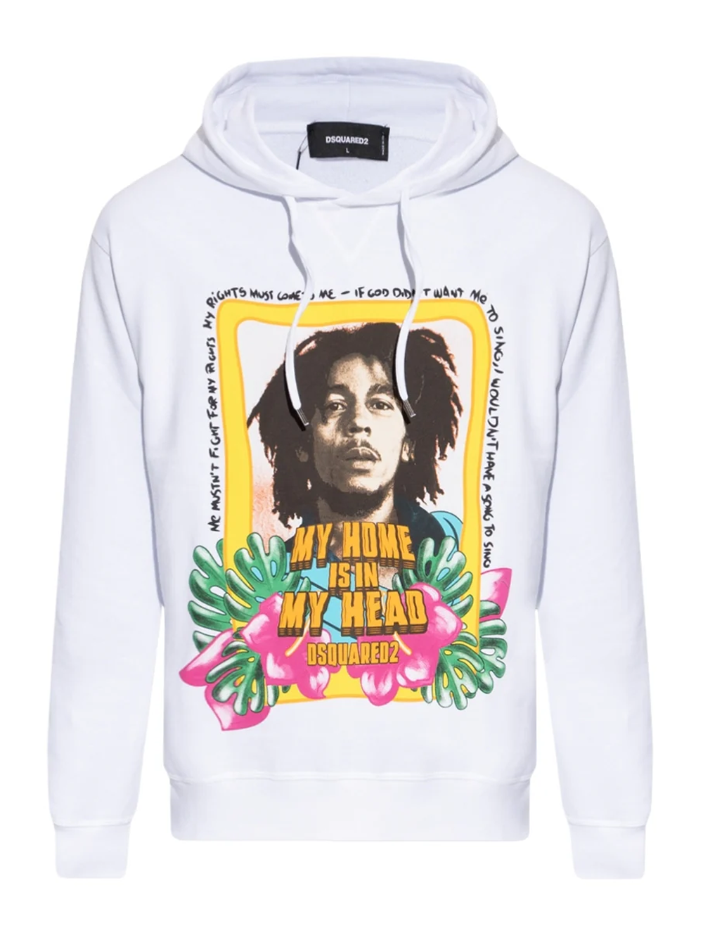 Dsquared2 Cool Fit Bob Marley Logo White Hoodie