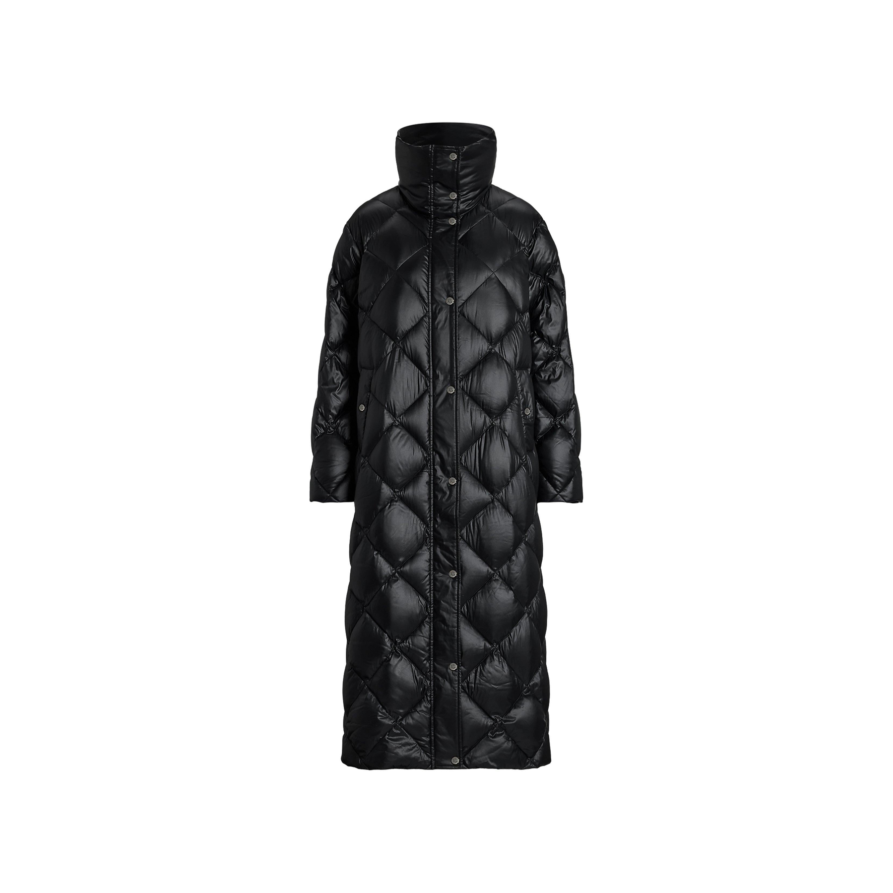 Duck Down Funnel Neck Long Puffer Jacket