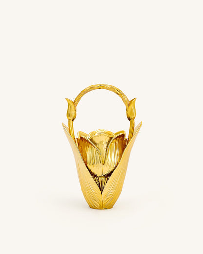 Ella Tulip Vase Top Handle Bag - Gold