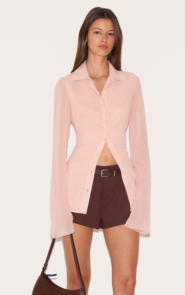 Dusty Pink Fitted Chiffon Shirt