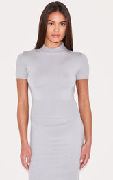 Ash Grey Basic Knit T Shirt