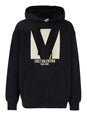 Valentino 'Chez' Black Hoodie with Drawstring Hood and Maxi Logo Print on the Front in Cotton Man