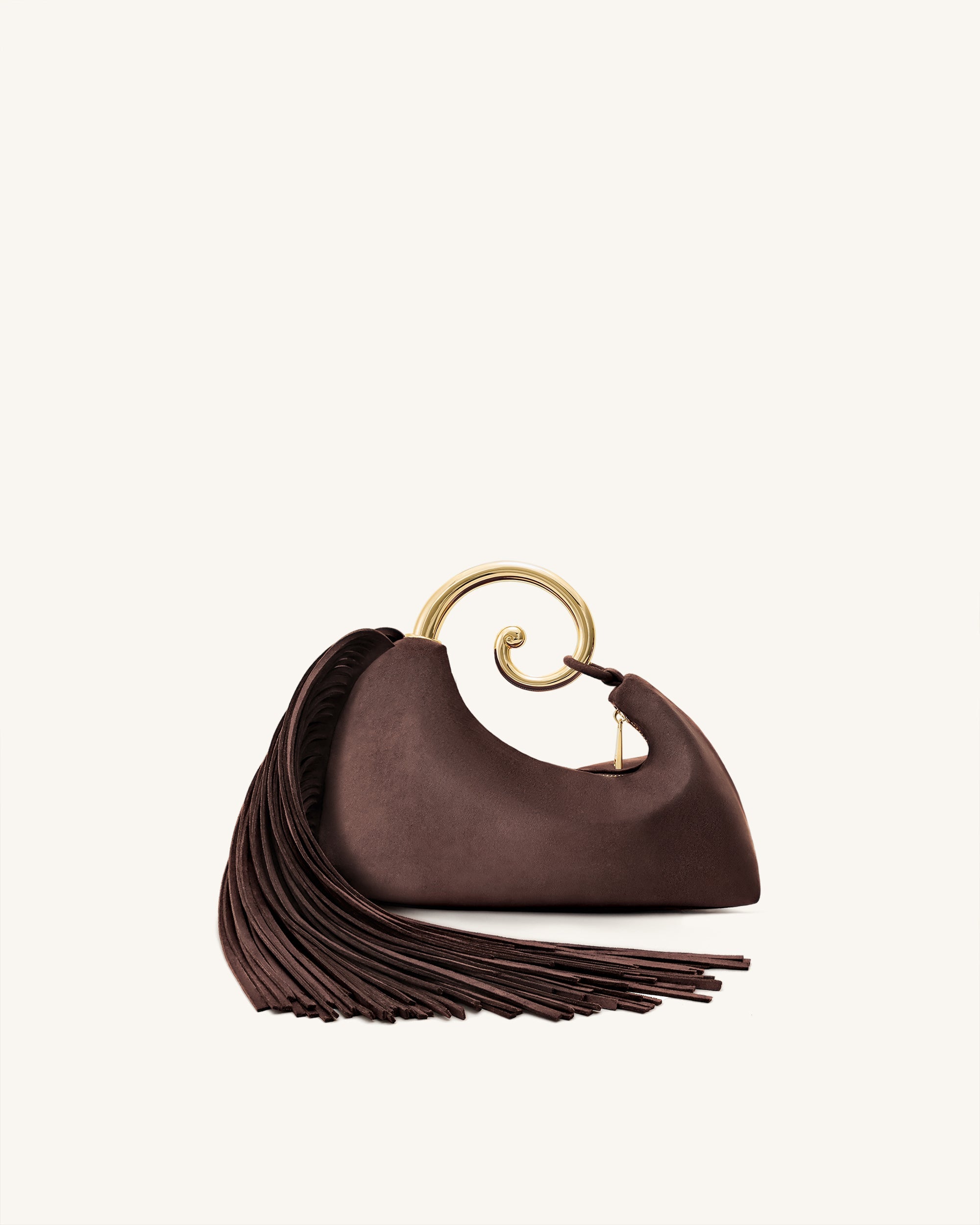 Nell Fringe Hardware Top Handle Bag - Deep Brown