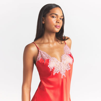 Silk Lace Mini Slip Dress