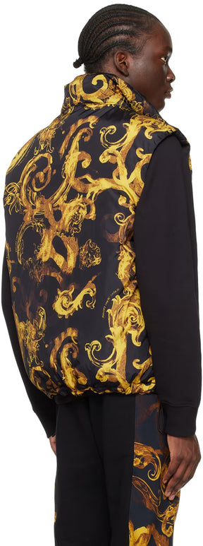 Black Watercolour Reversible Down Vest