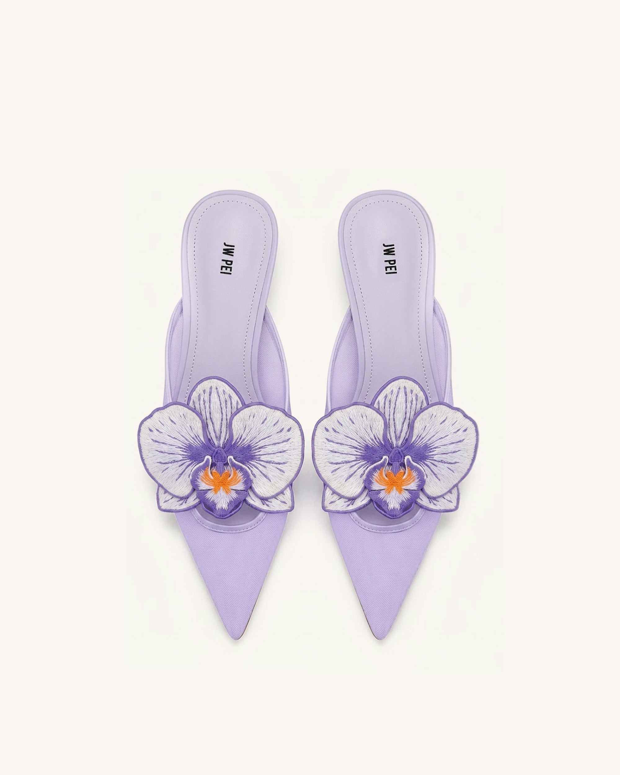 Helena Embroidery Decoration Pierced Mules - Purple