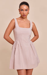Stone Stretch Woven Scoop Neck Shift Dress