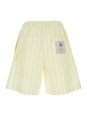 Jacquemus ìLe Short Aloe' White Shorts with Logo Lettering on the Front and All-Over Striped Motif in Cotton Man