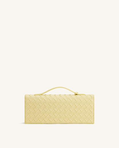 Celeste Woven Textured Envelope Top Handle Bag - Yellow