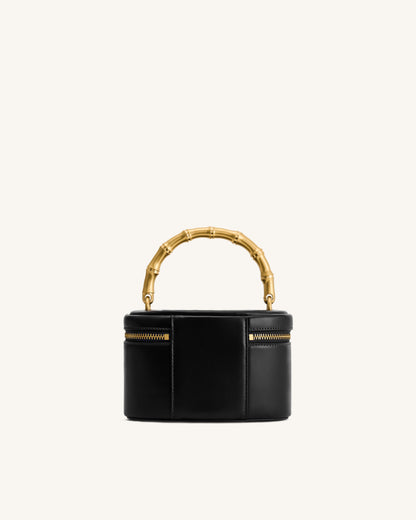 Natalie Metal Geometric Pendant Handle Bag - Black